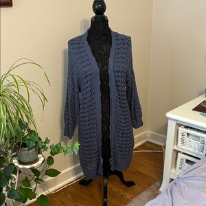 LC Lauren Conrad Periwinkle Open Knit Cardigan